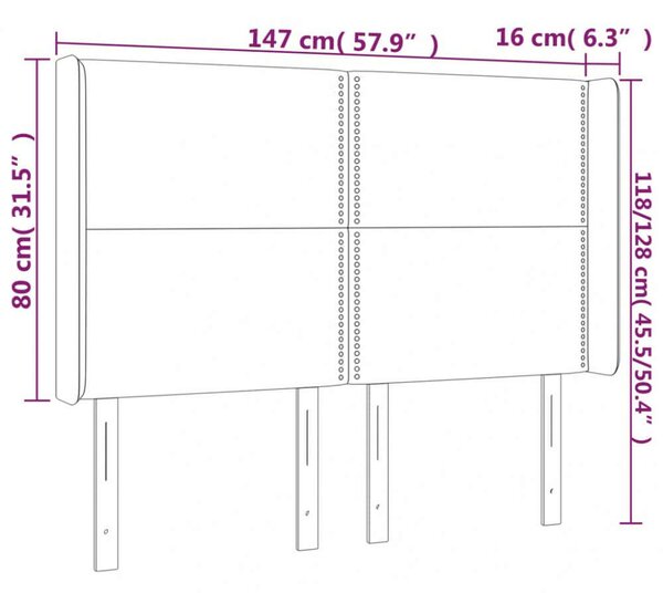 VidaXL Kék Szövet Ágyfejtámla LED-es - 147x16x118/128cm