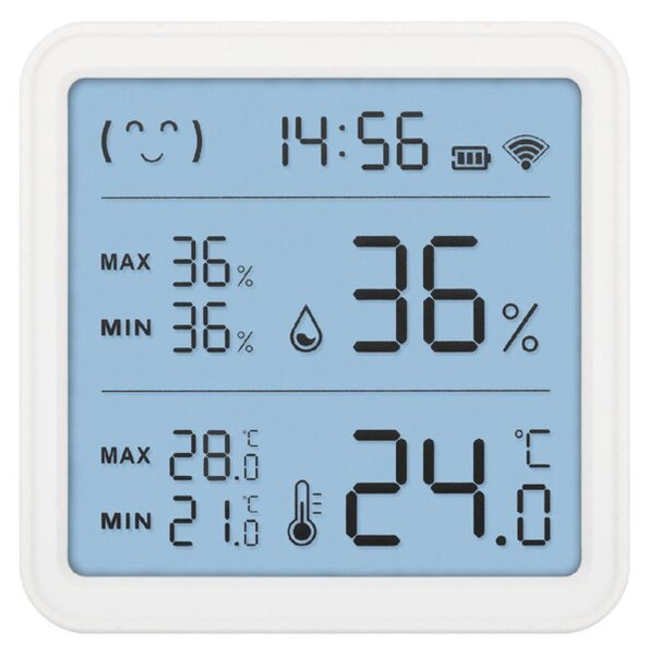 HOME HSTHC hő- és páratartalom mérő, óra, nagy LCD kijelző, Smart Life, Tuya Smart, okos otthon, telefonos értesítés, automatizálás, eszközvezérlés, riasztás