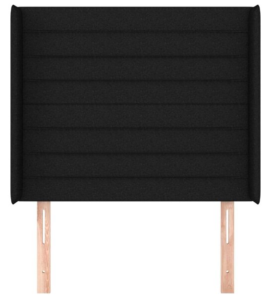 Fekete Szövet Fejtámla Szárnyakkal - 103x16x118/128cm