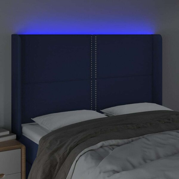 VidaXL Kék Szövet Ágyfejtámla LED-es - 147x16x118/128cm
