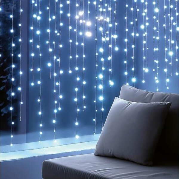 HOME KAF50DLEDWH DOT LED-es fényfüggöny, 50db hidegfehér DOT LED, 81cm, állófényű, adapteres tápellátás, beltéri kivitel