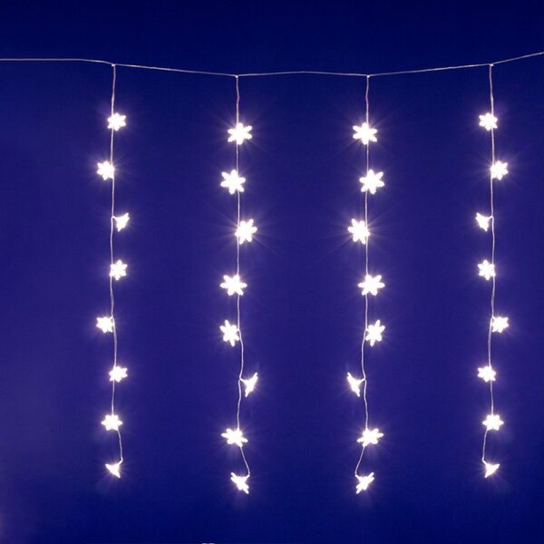 HOME KAF50WW LED-es hópehely fényfüggöny, 1,35 m, 50 db melegfehér LED, hálózati tápellátás, beltéri kivitel
