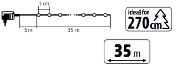 HOME KKL512DWW DOT LED-es fényfüzér, 500db melegfehér LED, 35m hosszú, 8+4 funkció, átlátszó vezeték, adapteres tápellátás, beltéri kivitel