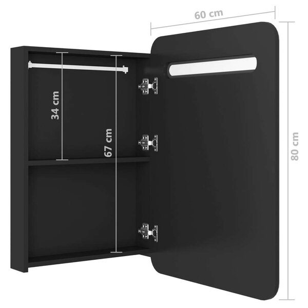 VidaXL fekete LED-es tükrös fürdőszobaszekrény 60 x 11 x 80 cm