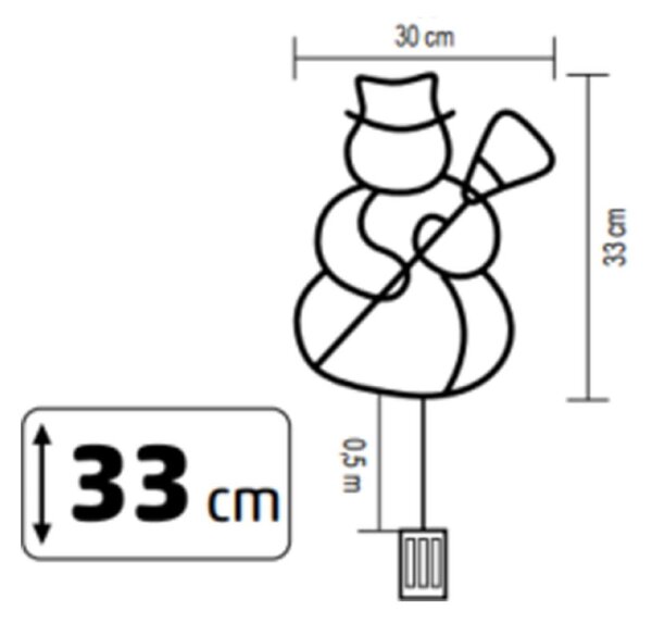 HOME KID507BWW hóember ablakdísz, 35 db melegfehér LED, időzítő, elemes, beltéri kivitel