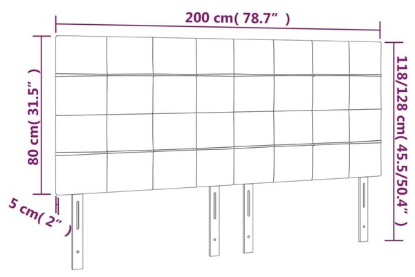 VidaXL sötétbarna szövet LED-es fejtámla 200x5x118/128 cm