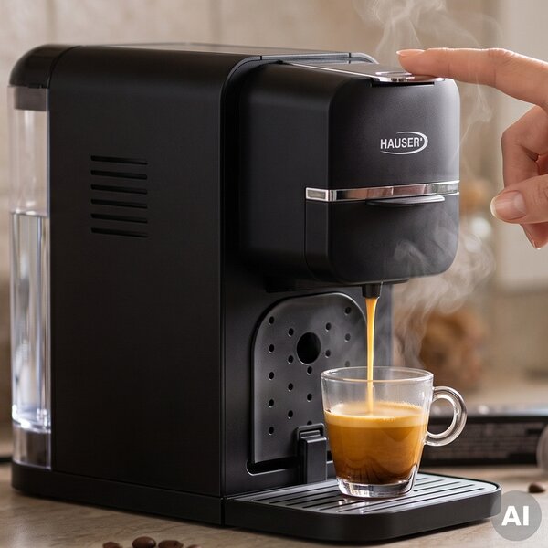 HAUSER CE-940B multifunkciós kávéfőző, Nespresso és Dolce Gusto kompatibilis, 1350 W, max. 20 bar nyomás, 0,9 Literes víztartály, fekete