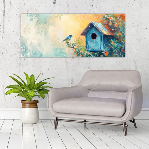 Kép - Madárház, akvarell (120x50 cm)