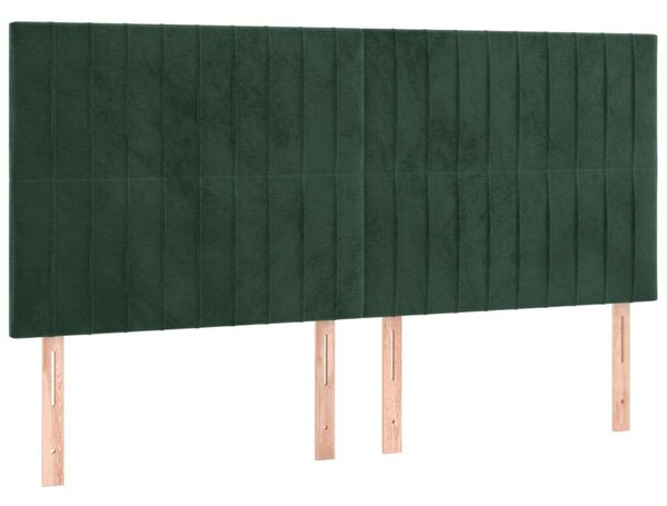VidaXL sötétzöld bársony LED-es fejtámla 200x5x118/128 cm