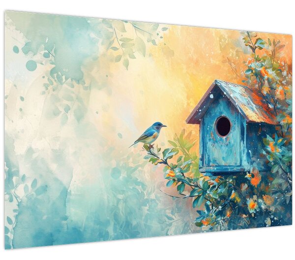 Kép - Madárház, akvarell (90x60 cm)