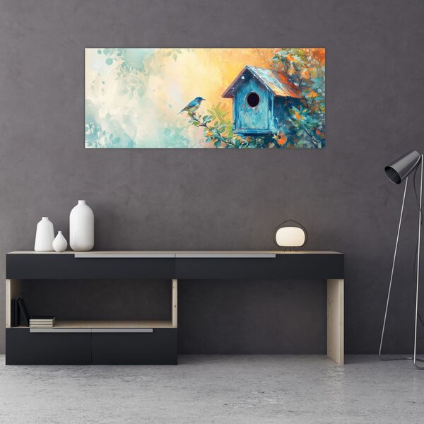 Kép - Madárház, akvarell (120x50 cm)