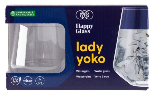 HappyGlass Lady Yoko törhetetlen koktélpohár, 40 cl, 2db/szett, többször használható, BPA mentes