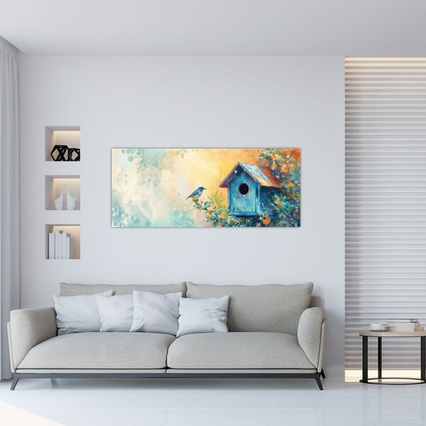 Kép - Madárház, akvarell (120x50 cm)