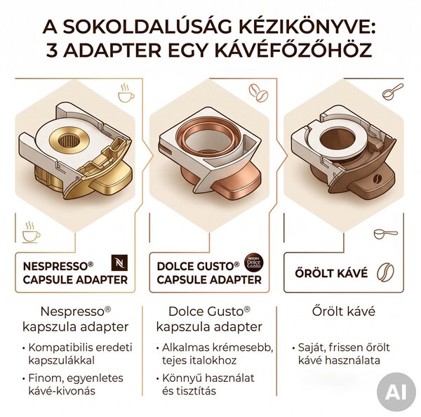HAUSER CE-934R multifunkciós kávéfőző, 1450 W, max. 20 Bar nyomás, Nespresso és Dolce Gusto kapszula, piros