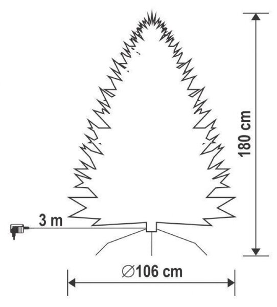 HOME KMF 6/180 műfenyő beépített világítással, 350 db LED, 180 cm magasság, 106 cm átmérő, talpkapcsoló, 4 funkció