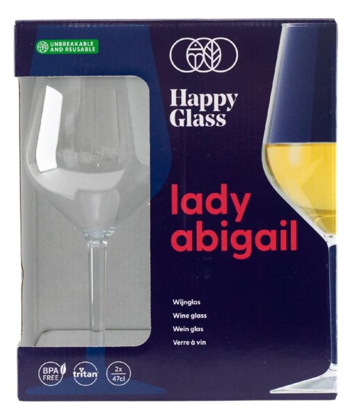 HappyGlass Lady Abigail törhetetlen borospohár, 47 cl, 2db/szett, többször használható, BPA mentes