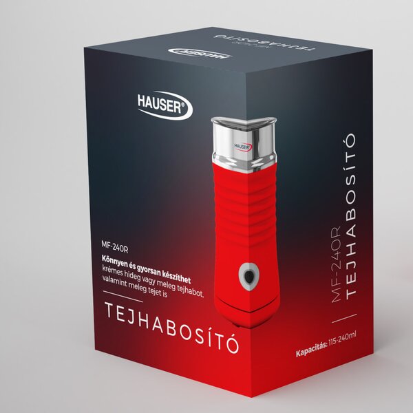 HAUSER MF-240R tejhabosító, 400 W, max 240 ml kapacitás, automata rendszer, tapadásmentes felület, piros