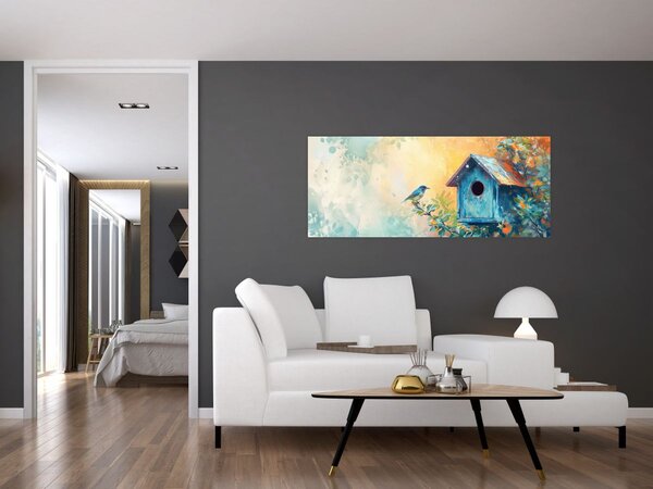 Kép - Madárház, akvarell (120x50 cm)