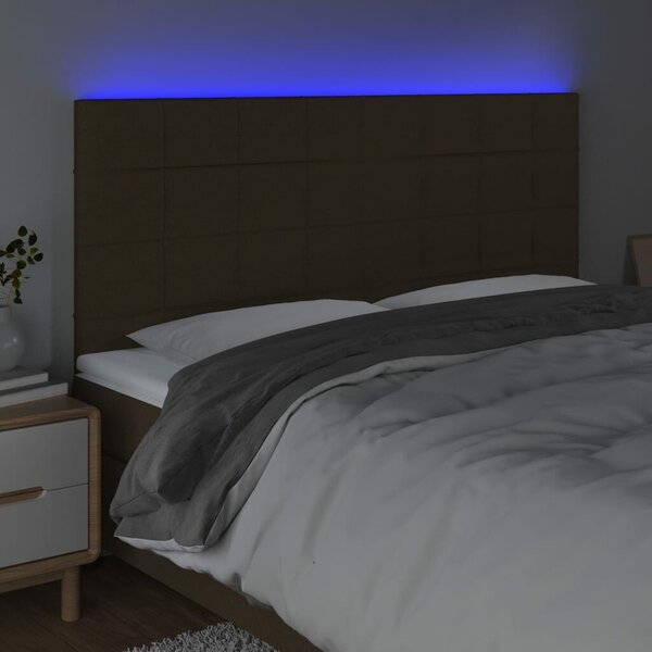 VidaXL sötétbarna szövet LED-es fejtámla 200x5x118/128 cm