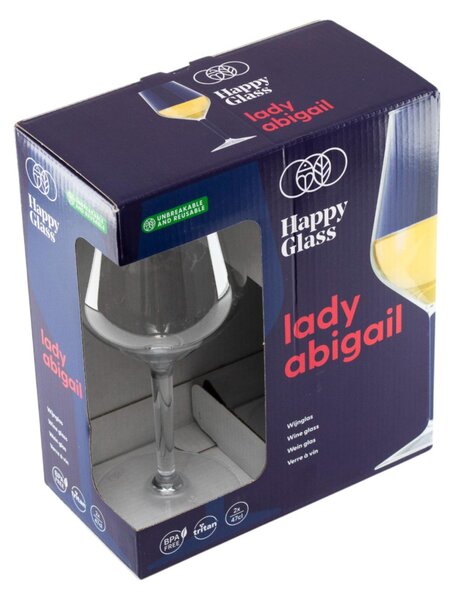 HappyGlass Lady Abigail törhetetlen borospohár, 47 cl, 2db/szett, többször használható, BPA mentes