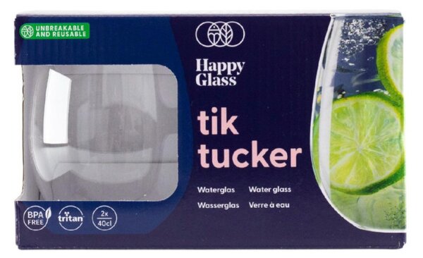 HappyGlass Tik Tucker törhetetlen öblös vizespohár, 40 cl, 2db/szett, többször használható, BPA mentes