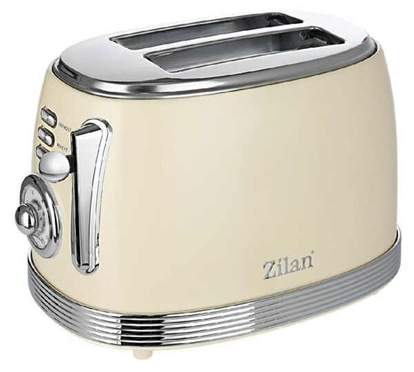 Zilan ZLN1191 retró kenyérpirító, 850 W, 6 fokozat, 2 szeletes, STOP funkció, morzsatálca, bézs