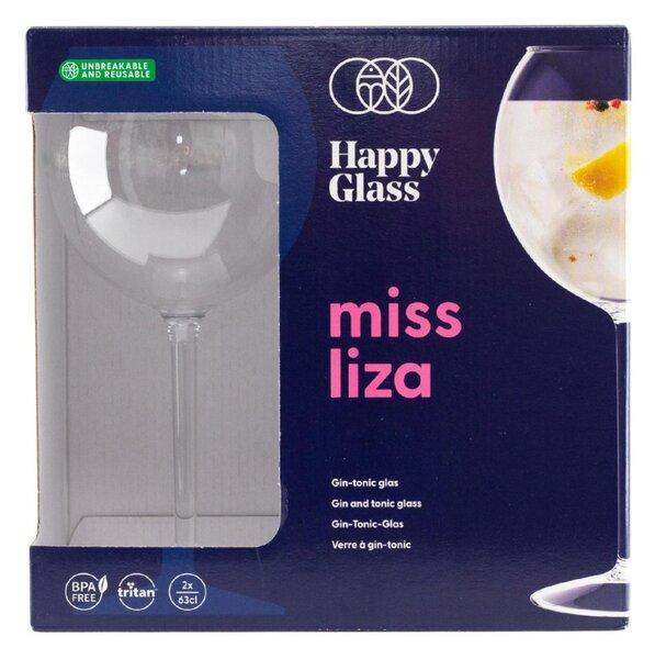 HappyGlass Miss Liza törhetetlen gin-tonic pohár, 63 cl, 2db/szett, többször használható, BPA mentes