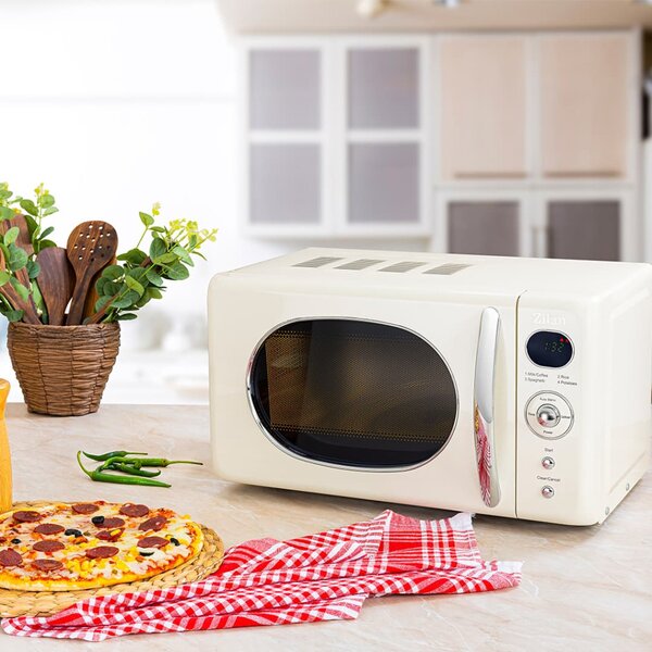 Zilan ZLN1245 retró mikrohullámú sütő, 700 W, 20 liter, 6 fokozat, LED kijelző, gyerekzár, elektronikus vezérlő, bézs