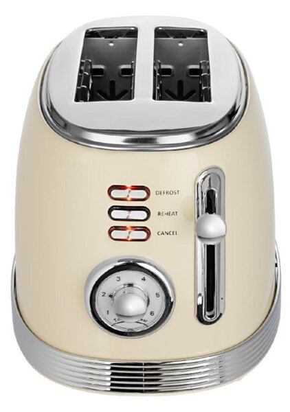 Zilan ZLN1191 retró kenyérpirító, 850 W, 6 fokozat, 2 szeletes, STOP funkció, morzsatálca, bézs