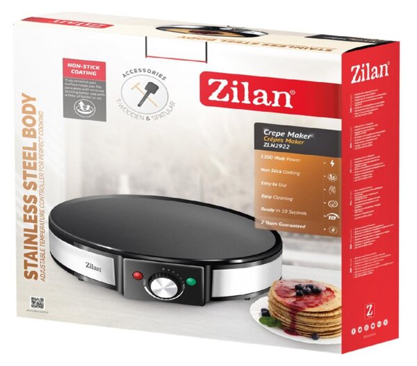 Zilan ZLN2922 elektromos palacsintasütő, 1200 W, 30 cm-es palacsinta, 10 másodperces sütés