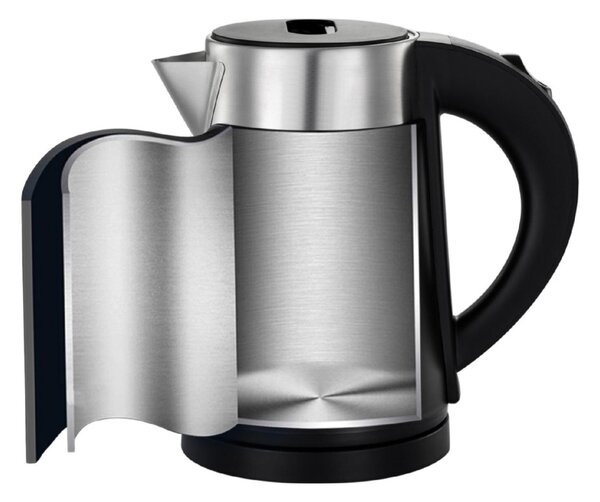 Zilan ZLN3387 vízforraló, 900 W, duplafalú, 0.8l, 360°-ban forgatható, rejtett fűtőszál, jelzőfény, fekete