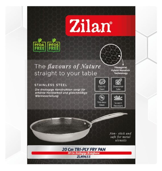 Zilan ZLN9655 Hexachef serpenyő, 20 cm, 1 liter, 3 rétegű, hatszögletű hibrid tapadásmentes belső