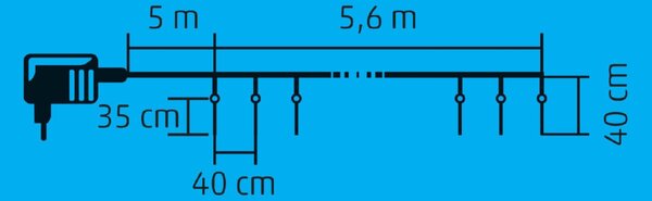 HOME KJL 35 LED-es jégcsap fényfüzér, kül- és beltéri kivitel, 15 jégcsap, jégcsaponként 18 LED, 270 db hidegfehér LED, füzér hossza 5,6 m