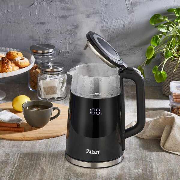 Zilan ZLN7859 vízforraló, max. 2200 W, 1,7 literes, rejtett fűtőszál, digitális kijelző