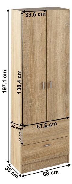 KONDELA Kétajtós cipősszekrény, sonoma tölgy, BANDI