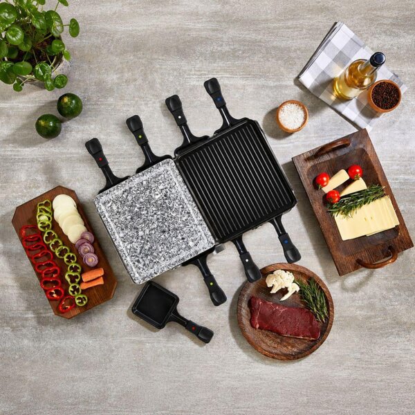 Zilan ZLN8863 raclette grill, 1400 W, 2 az 1-ben, alumínium sütőlap, tapadásmentes bevonat, hőfokszabályozó, kiegészítők