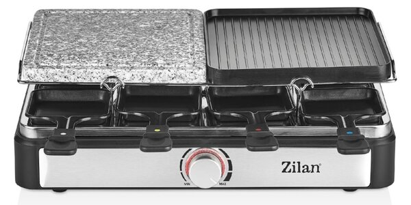 Zilan ZLN8863 raclette grill, 1400 W, 2 az 1-ben, alumínium sütőlap, tapadásmentes bevonat, hőfokszabályozó, kiegészítők