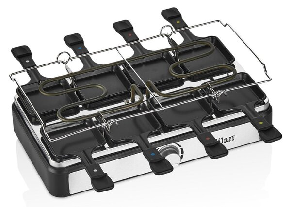 Zilan ZLN8863 raclette grill, 1400 W, 2 az 1-ben, alumínium sütőlap, tapadásmentes bevonat, hőfokszabályozó, kiegészítők