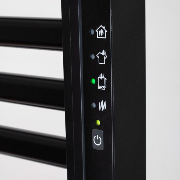 HOME FKTW345B fali elektromos törölközőszárító, 345 W, visszajelző LED, 4 program, IPX1, 2 zónás vezérlés, fekete színű