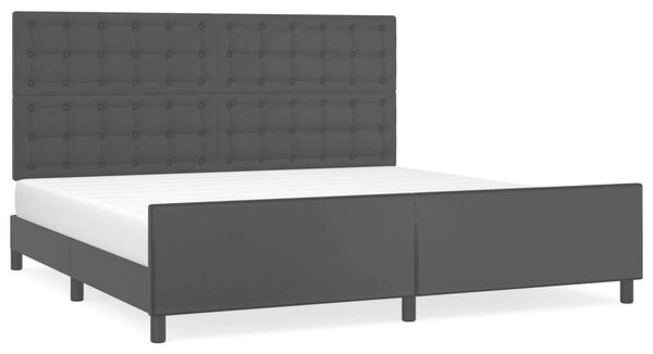 VidaXL Fekete Műbőr Ágykeret Fejtámlával - 200x200 cm