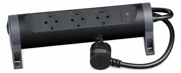 Legrand 694528 elosztósor, max. 3680 W, IP20, 1,5 méteres tápkábel, 3 földelt aljzat, fekete