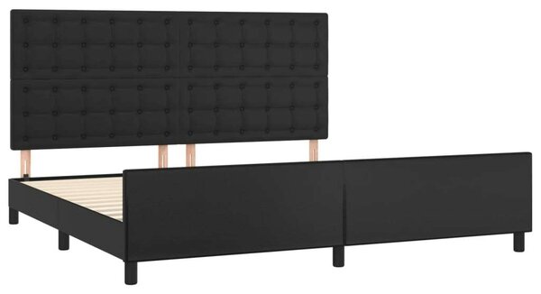 VidaXL Fekete Műbőr Ágykeret Fejtámlával - 200x200 cm