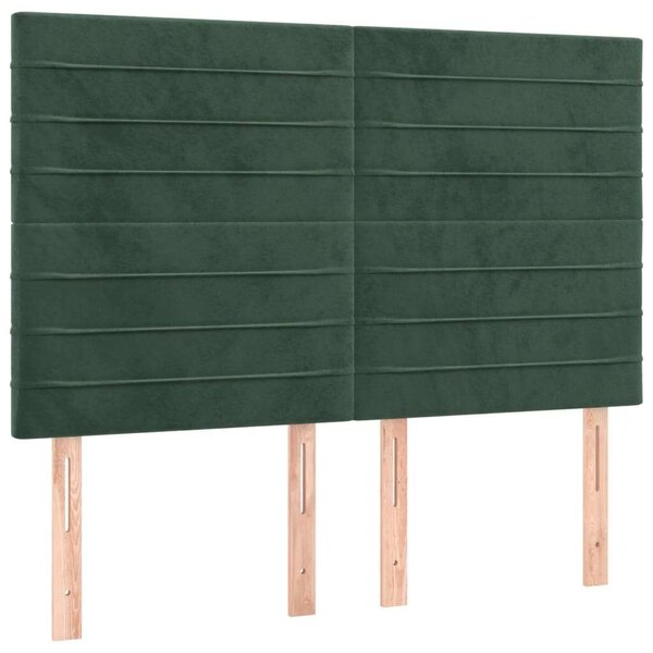 VidaXL Ágyfejtámla - Sötétzöld Bársony LED - 144cm