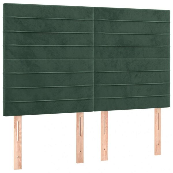 VidaXL Ágyfejtámla - Sötétzöld Bársony LED - 144cm