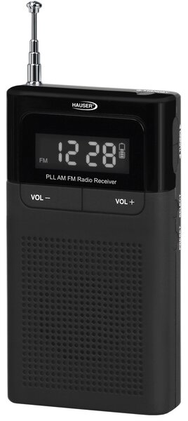 HAUSER TR-906PLL digitális zsebrádió, LED kijelző, max. 0,5 W RMS teljesítmény, óra/ébresztő, elemes tápellátás
