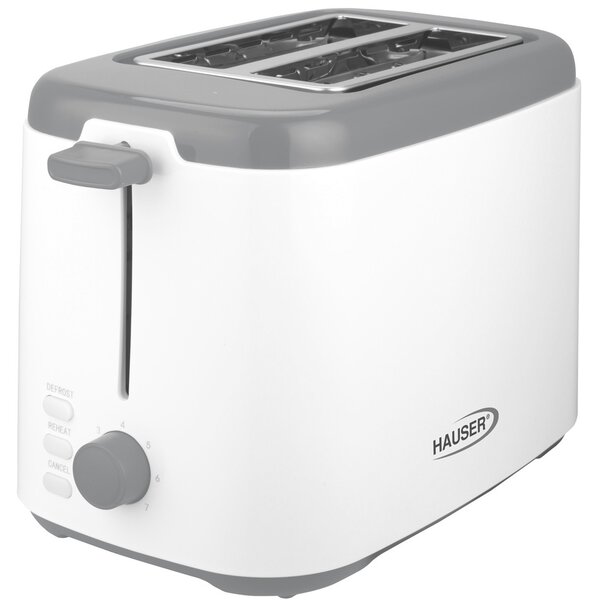 HAUSER T-242 kenyérpirító, 800 W, 2 szeletes, automata szeletkidobás, fokozatmentes pirítás, fehér/szürke színű