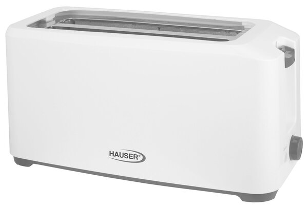 HAUSER T-234 kenyérpirító, 1450 W, 4 szeletes, automata szeletkidobás, fokozatmentes pirítás, fehér/szürke színű