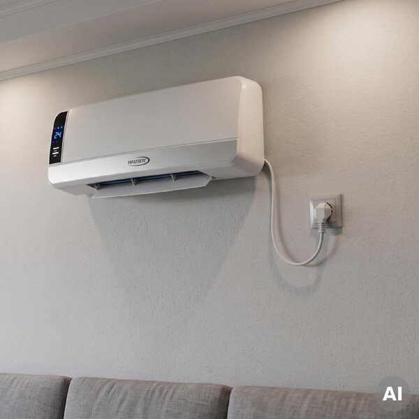 HAUSER AH-2301 fali ventilátoros fűtőtest, max. 2000 W, PTC fűtőelem, 2 fokozat, heti program, távirányító