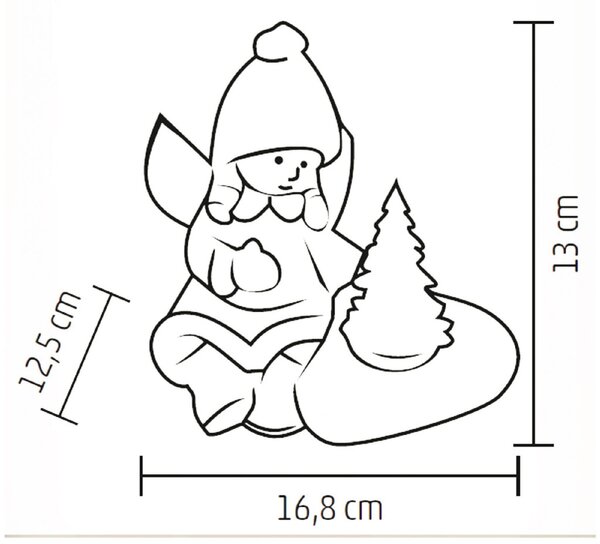 HOME KDC 13 LED-es kerámia angyal figura fenyőfával, 1 db LED, elemes tápellátás, beltéri kivitel