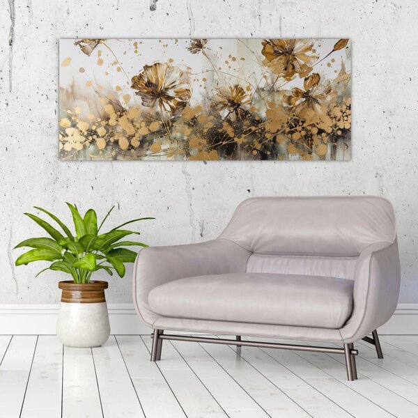 Kép - Absztrakt virágos festmény (120x50 cm)